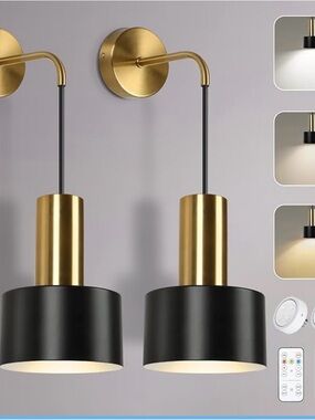 Amazon Black and Gold Modern Wall Lantern Sconces (Pair)